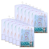 Kuber Industries Hanging Saree Cover | Brush Painting Pattern Saree Cover | Non-Woven Saree Covers for Home | Saree Cover with Small Transparent view | Pack of 12 | Golden